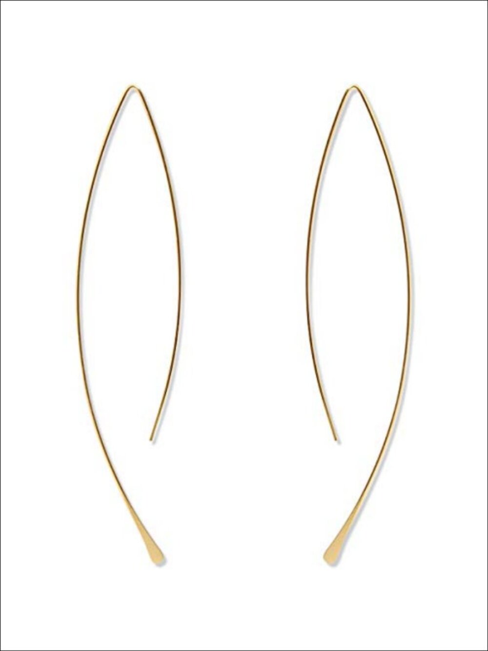 Lightweight Wire Drop Dangle Threader Earrings 18K Gold Plated Hoop